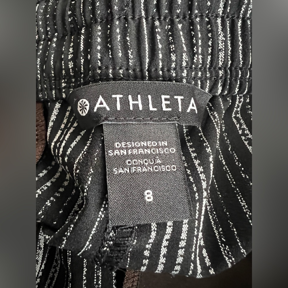 Athleta Arrival Pants Women’s 8 Black Amara Stripe 586939 Pull On Travel Pull On - Picture 5 of 12